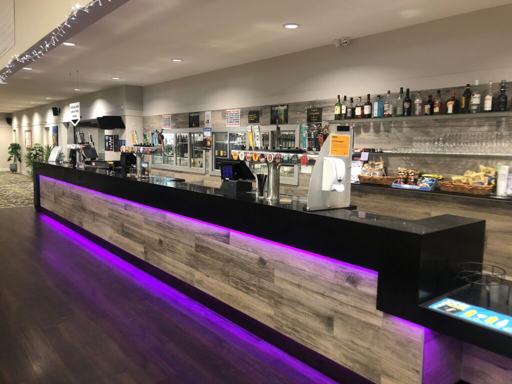 The bar at Clubs Hastings